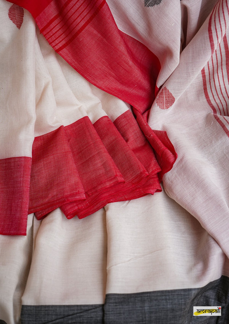 Pure Handloom Cotton with tiny leaf buti