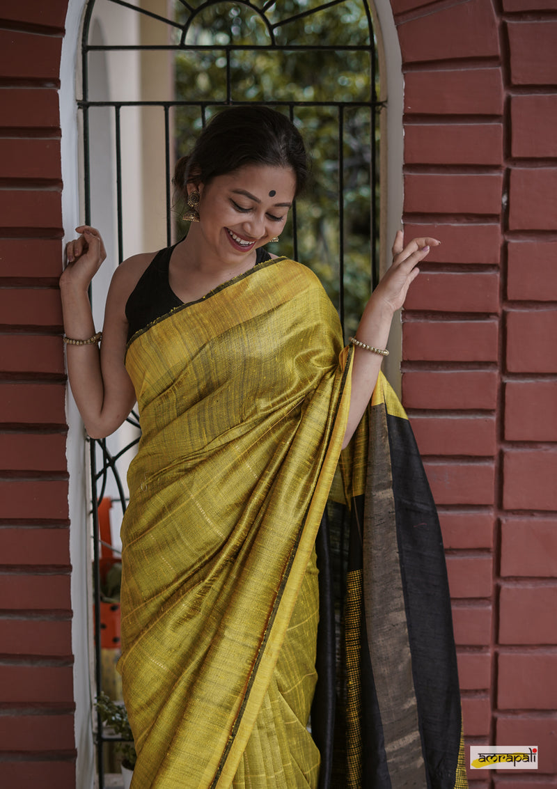 Handwoven Pure Dupion Silk with Gold Zari Accents – Amrapali Boutique