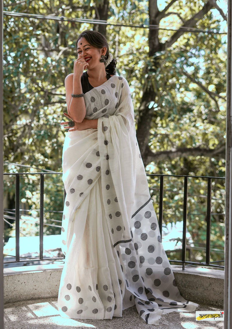 Party Wear Checked Work Black And White Saree – bollywoodlehenga