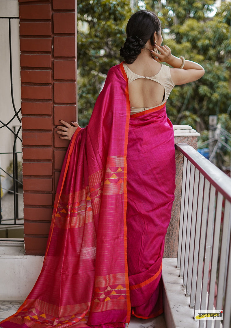 Handwoven Matka Tussar Jamdani with Spun Silk Palla – Amrapali Boutique