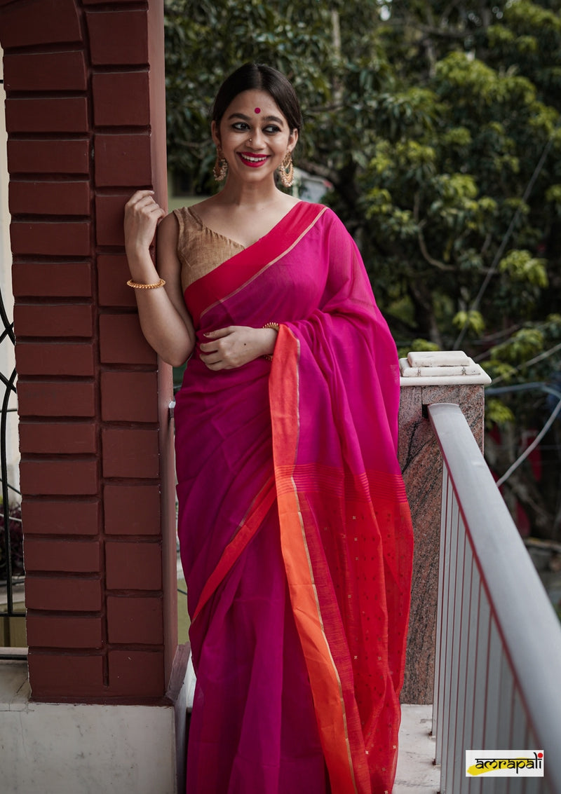 Handloom Polycotton with Woven Sequined Palla – Amrapali Boutique